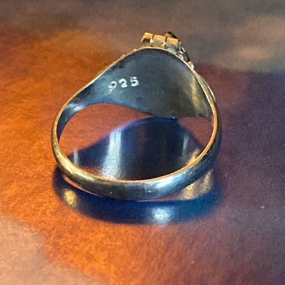 Dark green gem poison ring size 7.5 silver 925 - Picture 6 of 12